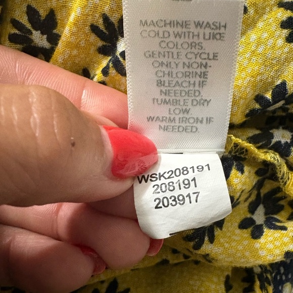 J Jill Butter Yellow and Blue Floral Double Layer Cotton Mini Skirt with Smocked - Picture 7 of 11